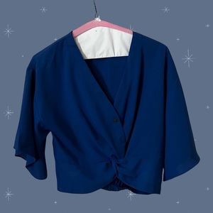 Blue blouse with front knot